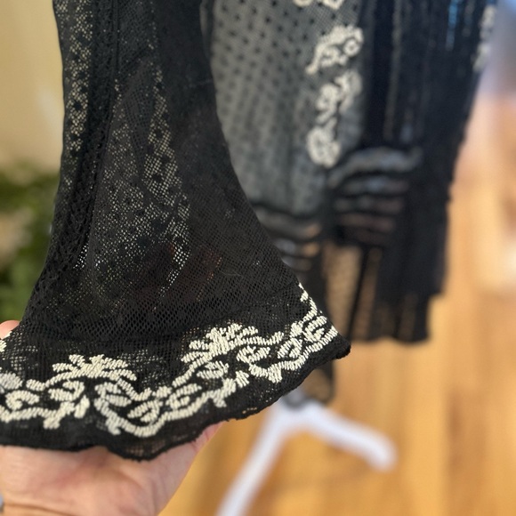 Free People Black Sheer Blouse with White Embroidery - Picture 13 of 13